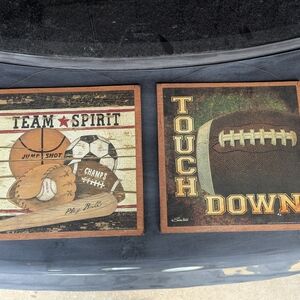 Sports-Themed Wooden Wall Art Set